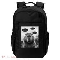 Capybara Selfie With Ufos Funny Graphic Backpack thumb 0