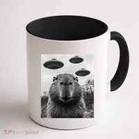 Capybara Selfie With Ufos Funny Graphic Coffee Mug thumb 1