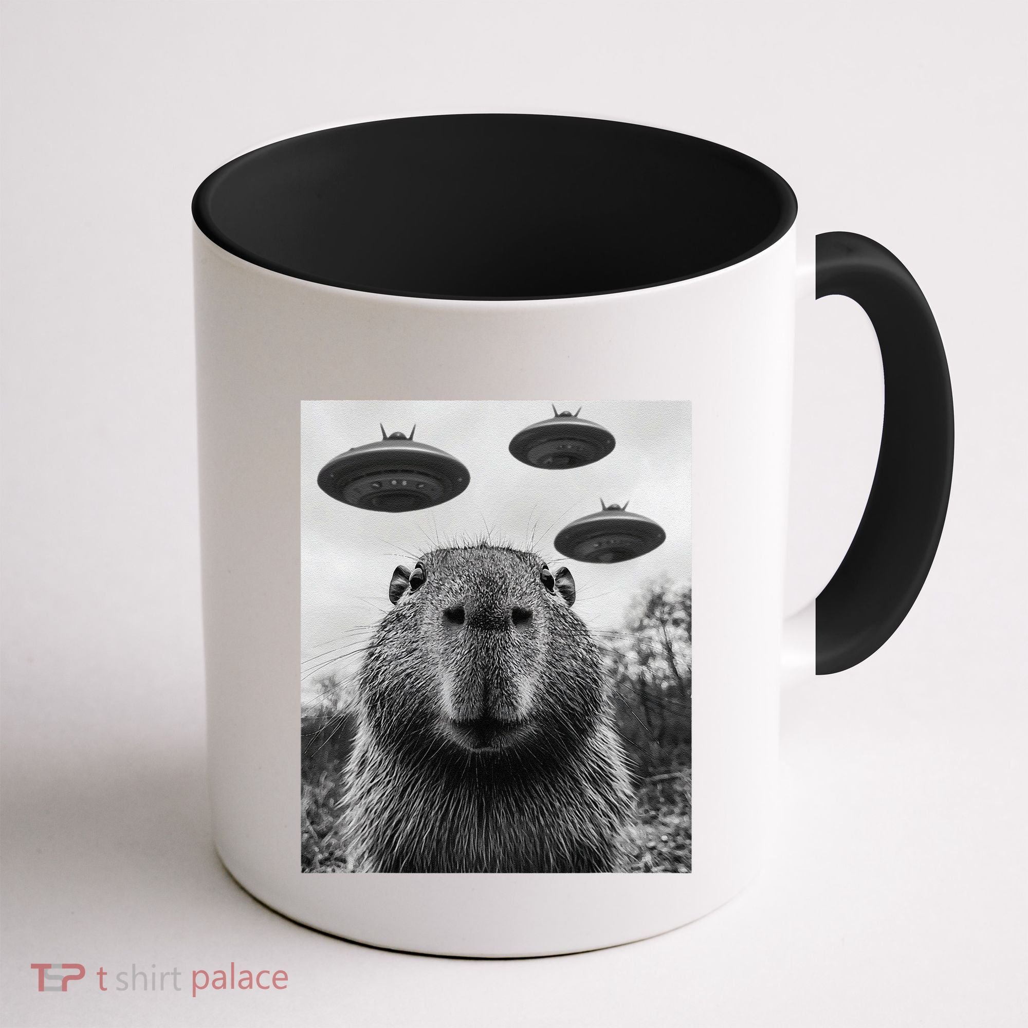 Capybara Selfie With Ufos Funny Graphic Coffee Mug
