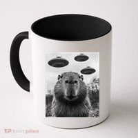 Capybara Selfie With Ufos Funny Graphic Coffee Mug thumb 0