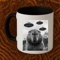 Capybara Selfie With Ufos Funny Graphic Coffee Mug thumb 2
