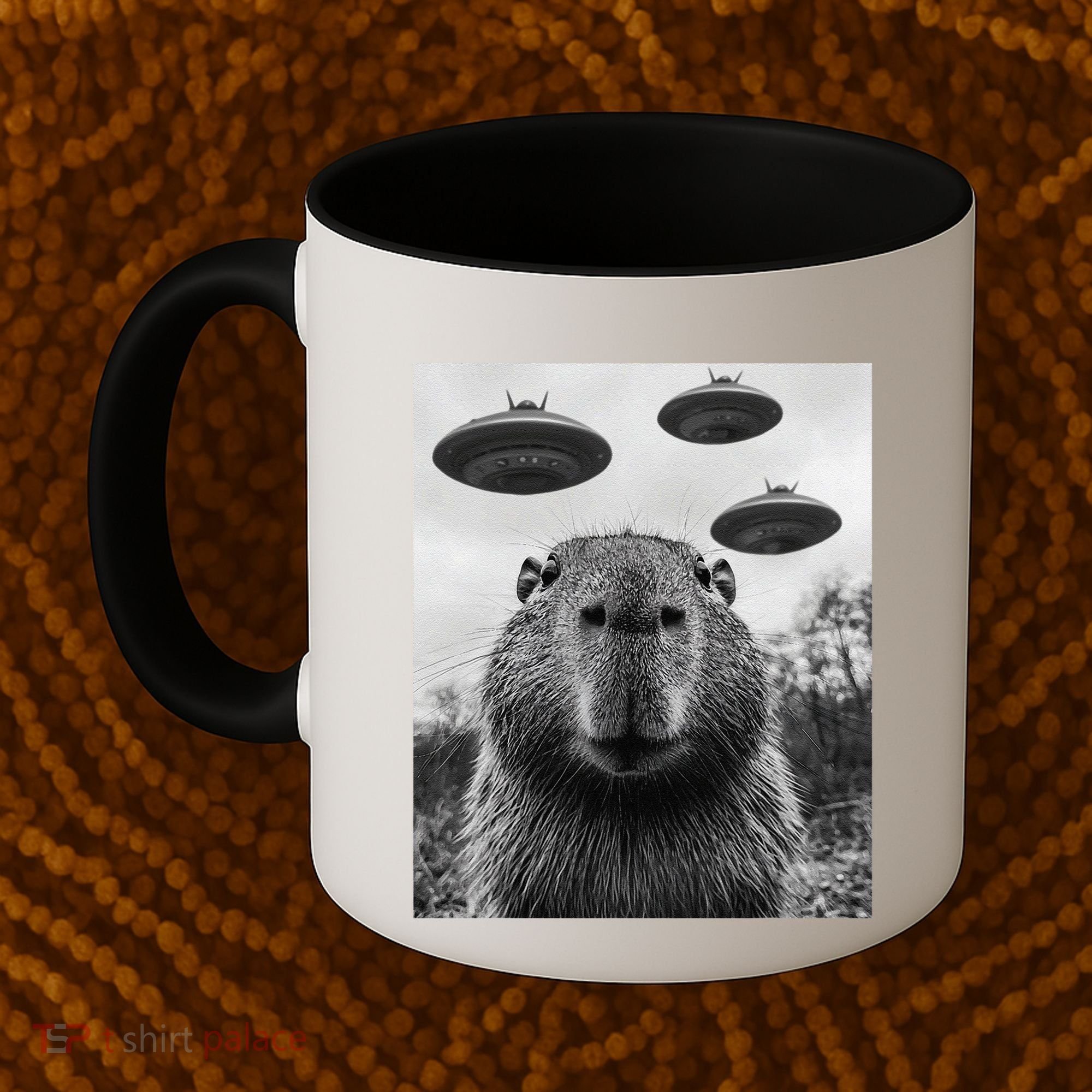 Capybara Selfie With Ufos Funny Graphic Coffee Mug