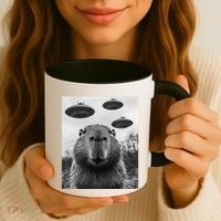 Capybara Selfie With Ufos Funny Graphic Coffee Mug thumb 3