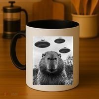 Capybara Selfie With Ufos Funny Graphic Coffee Mug thumb 4