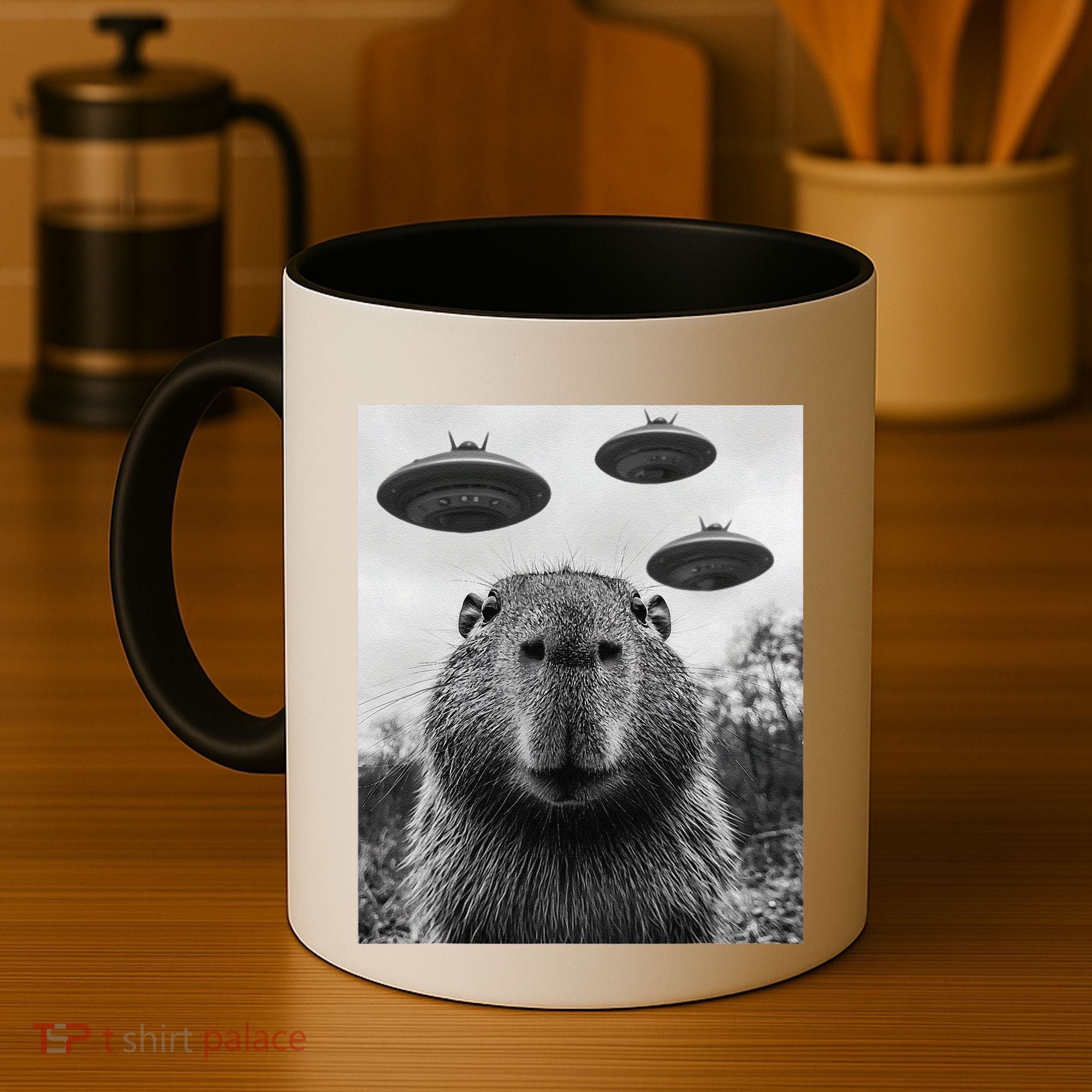 Capybara Selfie With Ufos Funny Graphic Coffee Mug