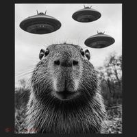 Capybara Selfie With Ufos Funny Graphic Beanie thumb 2