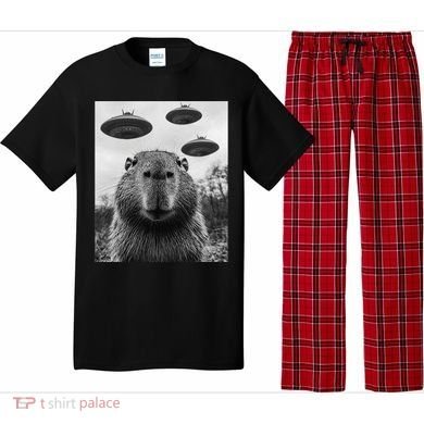 Capybara Selfie With Ufos Funny Graphic Pajama Set