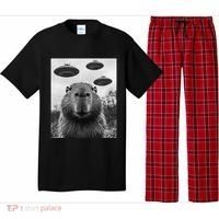 Capybara Selfie With Ufos Funny Graphic Pajama Set thumb 0