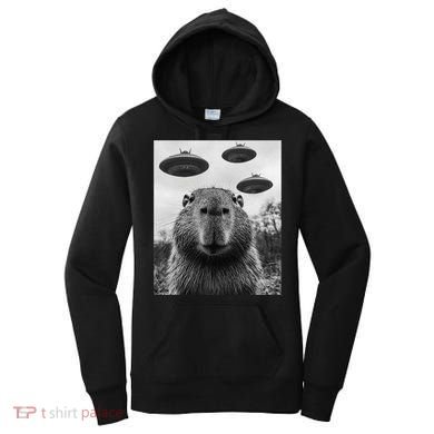 Capybara Selfie With Ufos Funny Graphic Women's Hoodie