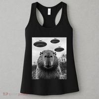 Capybara Selfie With Ufos Funny Graphic Women's Tank Top thumb 3