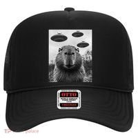 Capybara Selfie With Ufos Funny Graphic Hat thumb 0