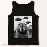 Capybara Selfie With Ufos Funny Graphic Tank Top thumb 2