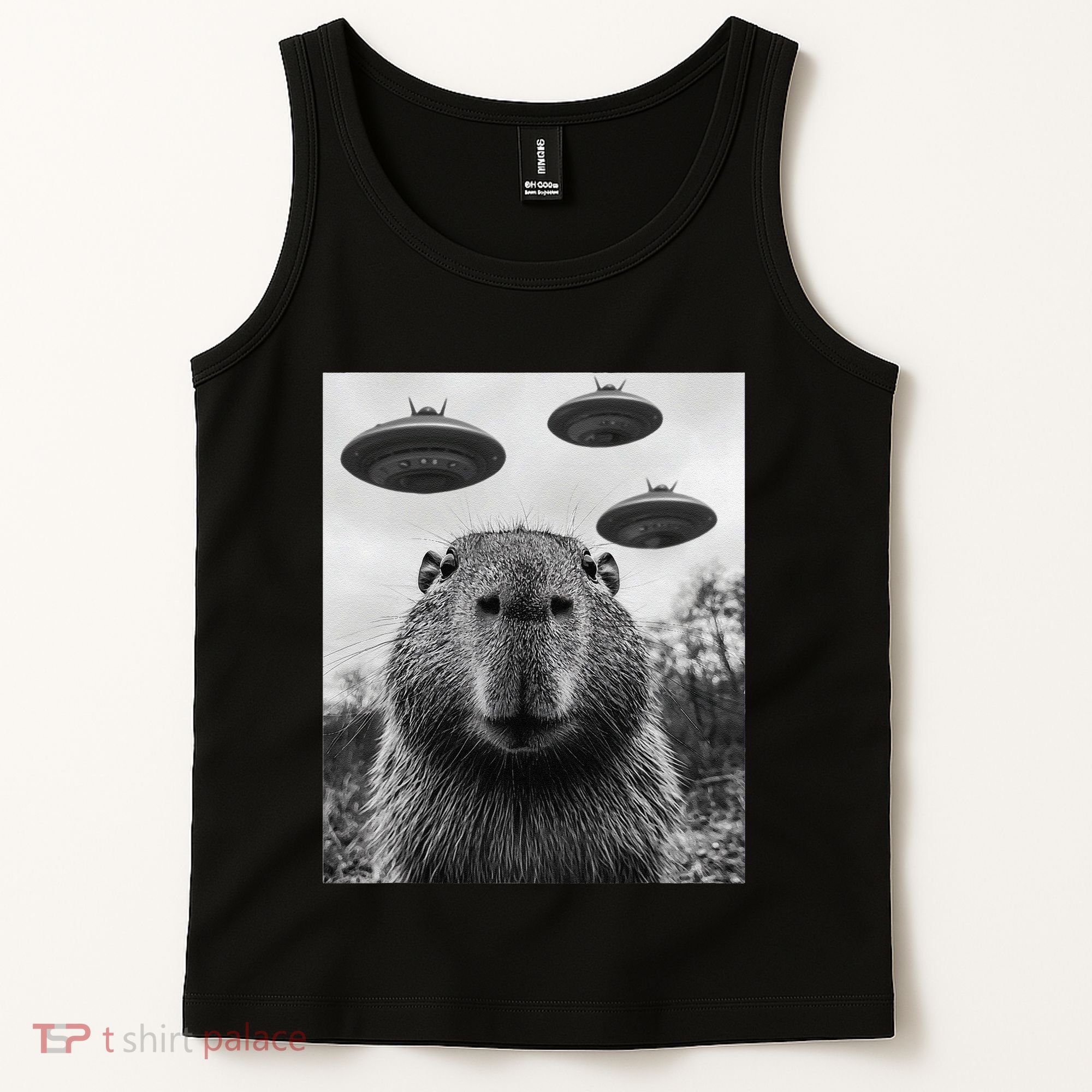 Capybara Selfie With Ufos Funny Graphic Tank Top