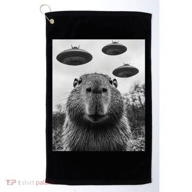 Capybara Selfie With Ufos Funny Graphic Golf Towel