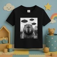Capybara Selfie With Ufos Funny Graphic Toddler T-Shirt thumb 3