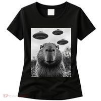 Capybara Selfie With Ufos Funny Graphic Women's T-Shirt thumb 0