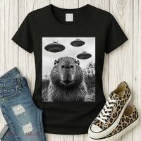 Capybara Selfie With Ufos Funny Graphic Women's T-Shirt thumb 3