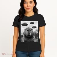 Capybara Selfie With Ufos Funny Graphic Women's T-Shirt thumb 4