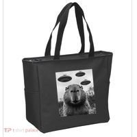 Capybara Selfie With Ufos Funny Graphic Tote Bag thumb 2