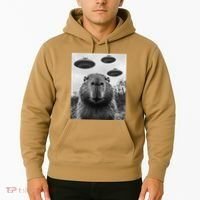 Capybara Selfie With Ufos Funny Graphic Hoodie thumb 2