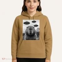 Capybara Selfie With Ufos Funny Graphic Hoodie thumb 5
