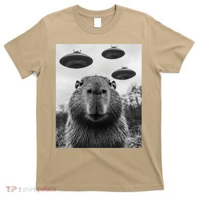 Capybara Selfie With Ufos Funny Graphic T-Shirt