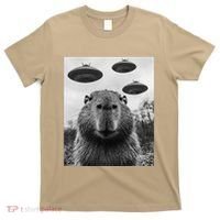 Capybara Selfie With Ufos Funny Graphic T-Shirt thumb 0
