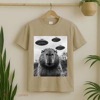 Capybara Selfie With Ufos Funny Graphic T-Shirt thumb 2