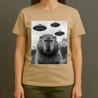 Capybara Selfie With Ufos Funny Graphic T-Shirt thumb 4
