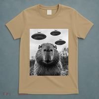 Capybara Selfie With Ufos Funny Graphic T-Shirt thumb 5