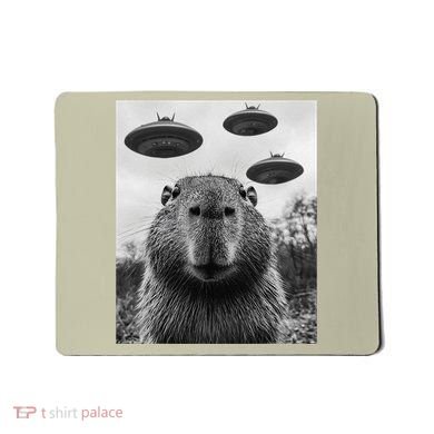 Capybara Selfie With Ufos Funny Graphic Mousepad
