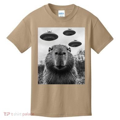 Capybara Selfie With Ufos Funny Graphic Kids T-Shirt