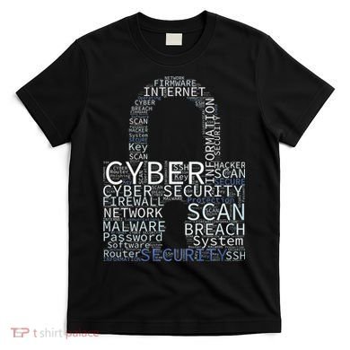 Cyber Security Wordcloud Padlock T-Shirt