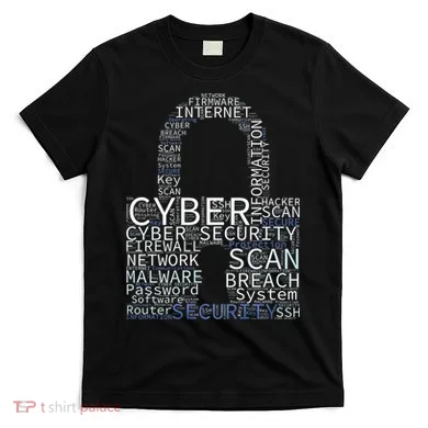 Cyber Security Wordcloud Padlock T-Shirt