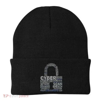 Cyber Security Wordcloud Padlock Beanie