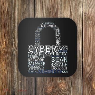Cyber Security Wordcloud Padlock Coaster