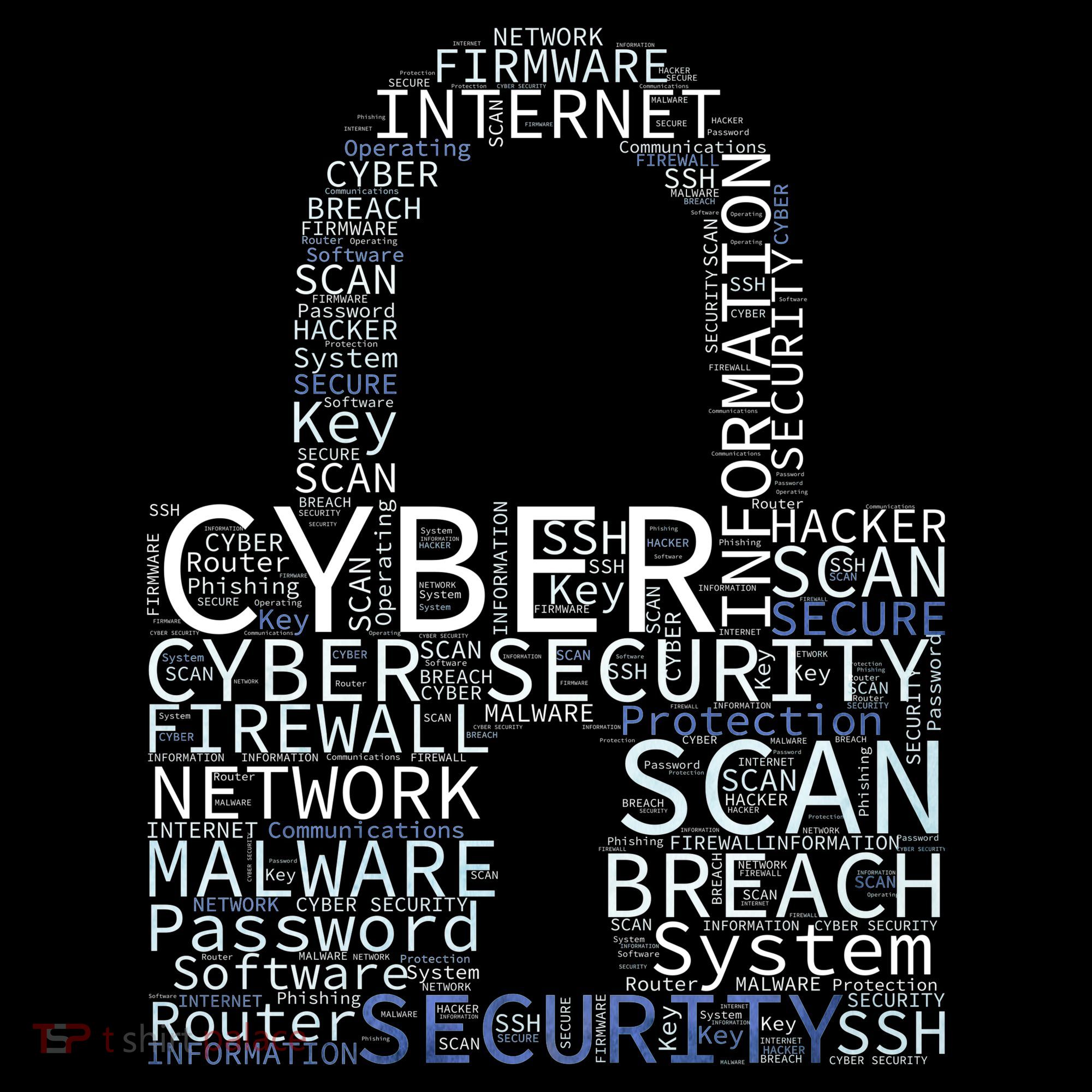 Cyber Security Wordcloud Padlock Polo