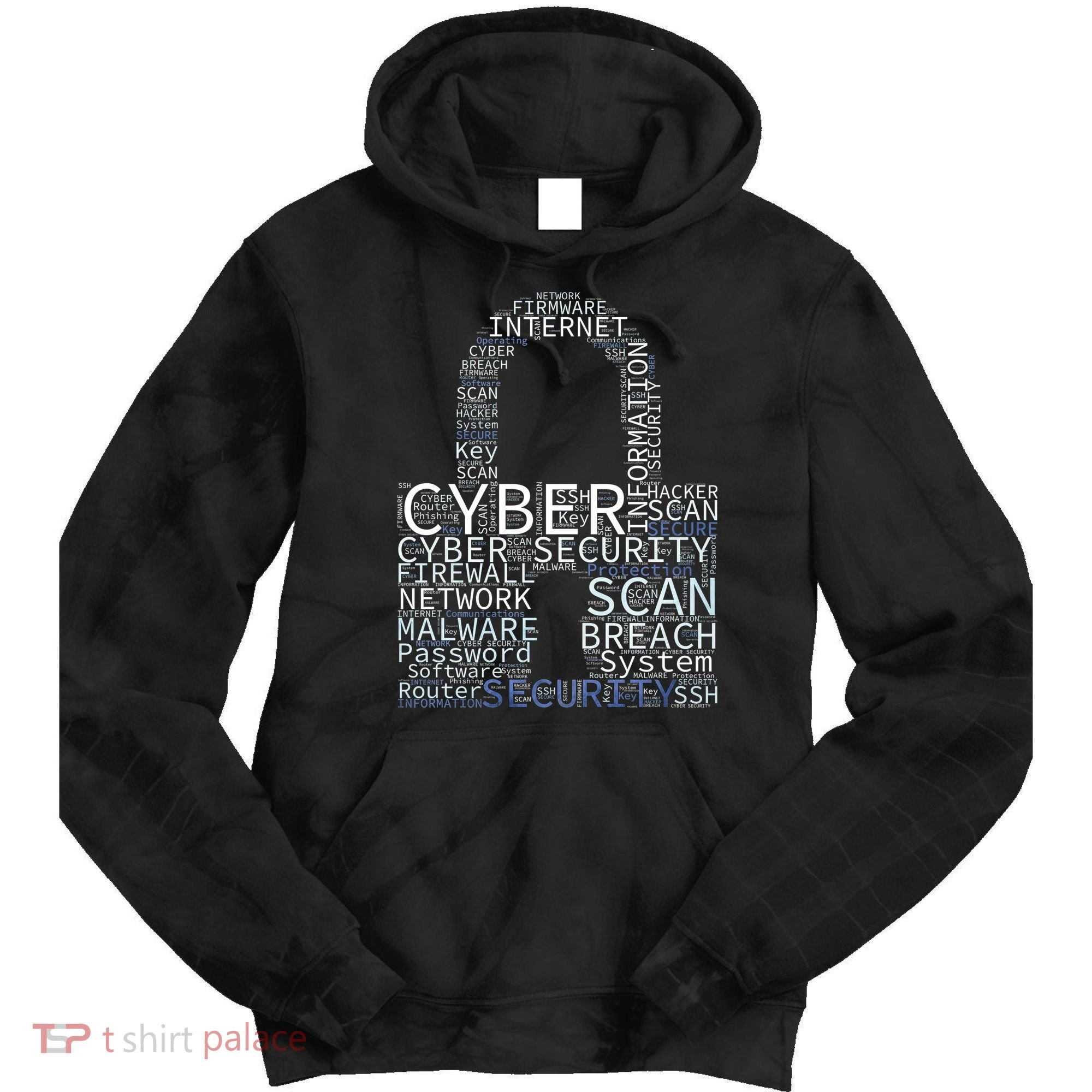 Cyber Security Wordcloud Padlock Tie Dye Hoodie