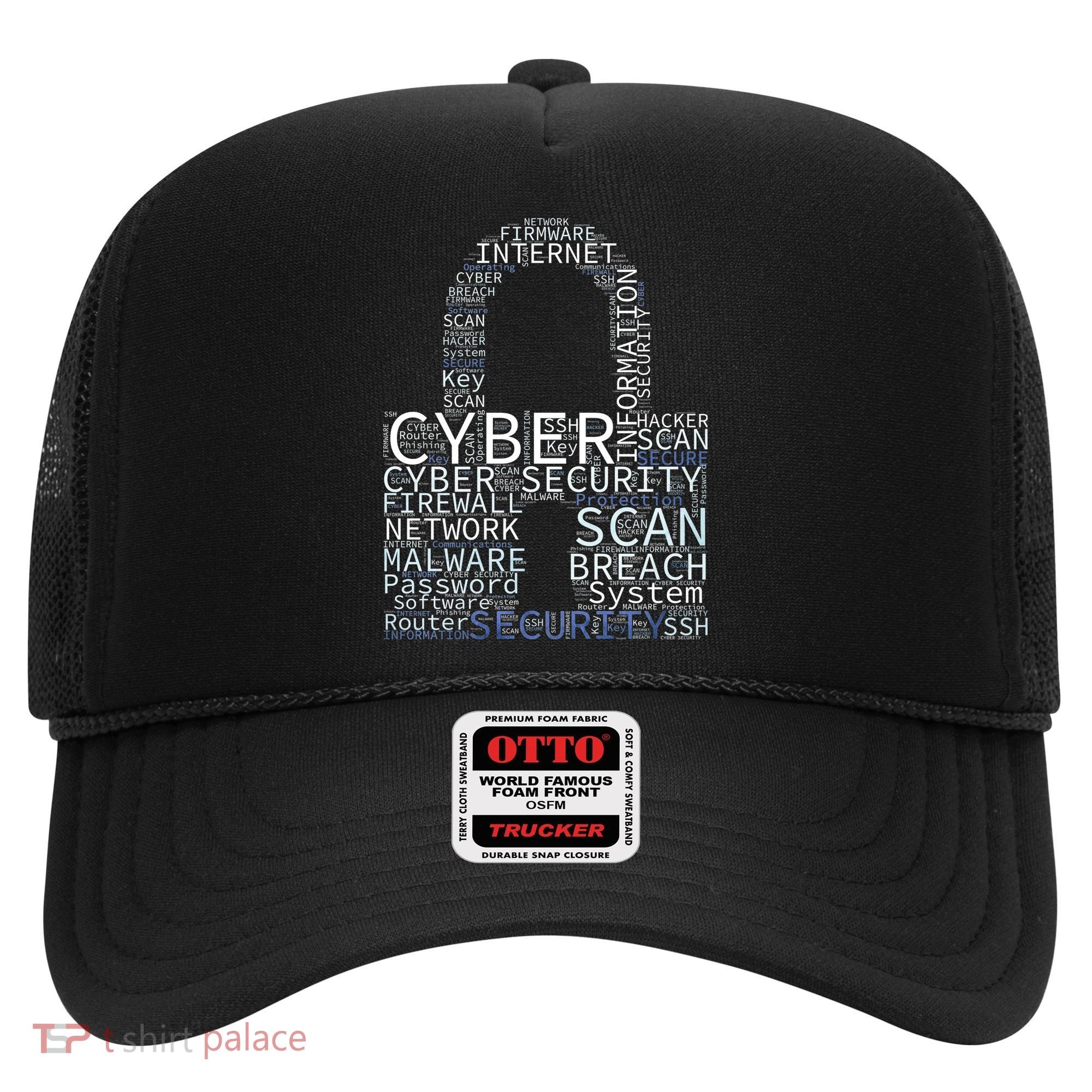 Cyber Security Wordcloud Padlock Hat
