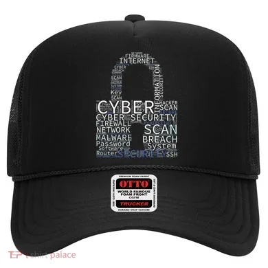 Cyber Security Wordcloud Padlock Hat