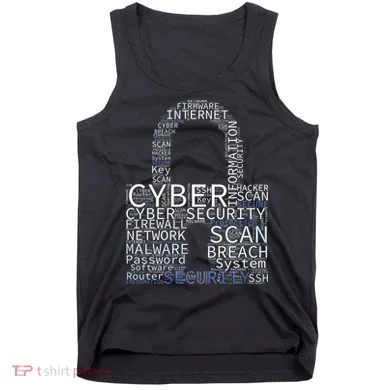 Cyber Security Wordcloud Padlock Tank Top
