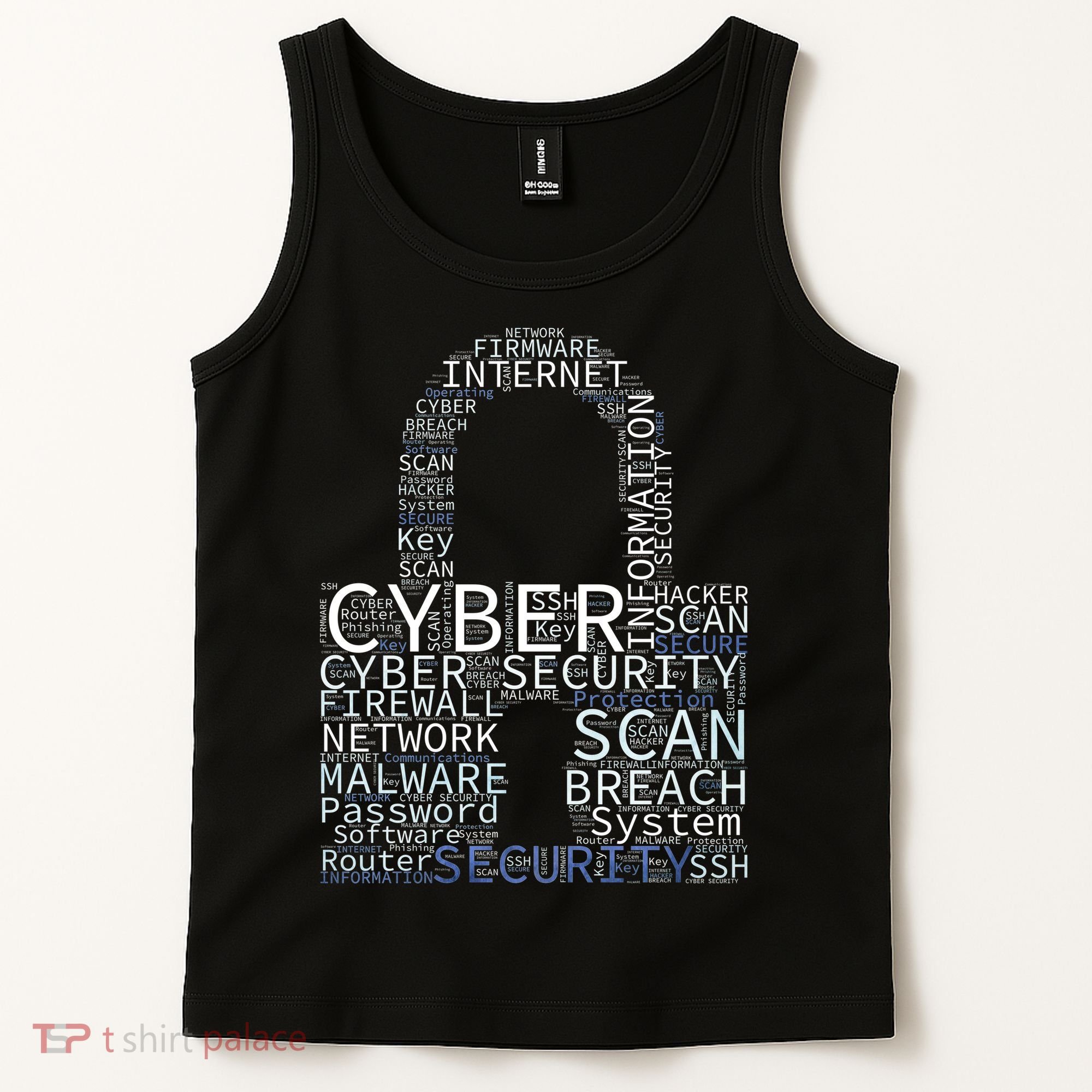 Cyber Security Wordcloud Padlock Tank Top