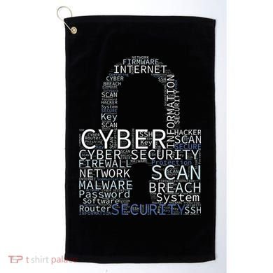 Cyber Security Wordcloud Padlock Golf Towel