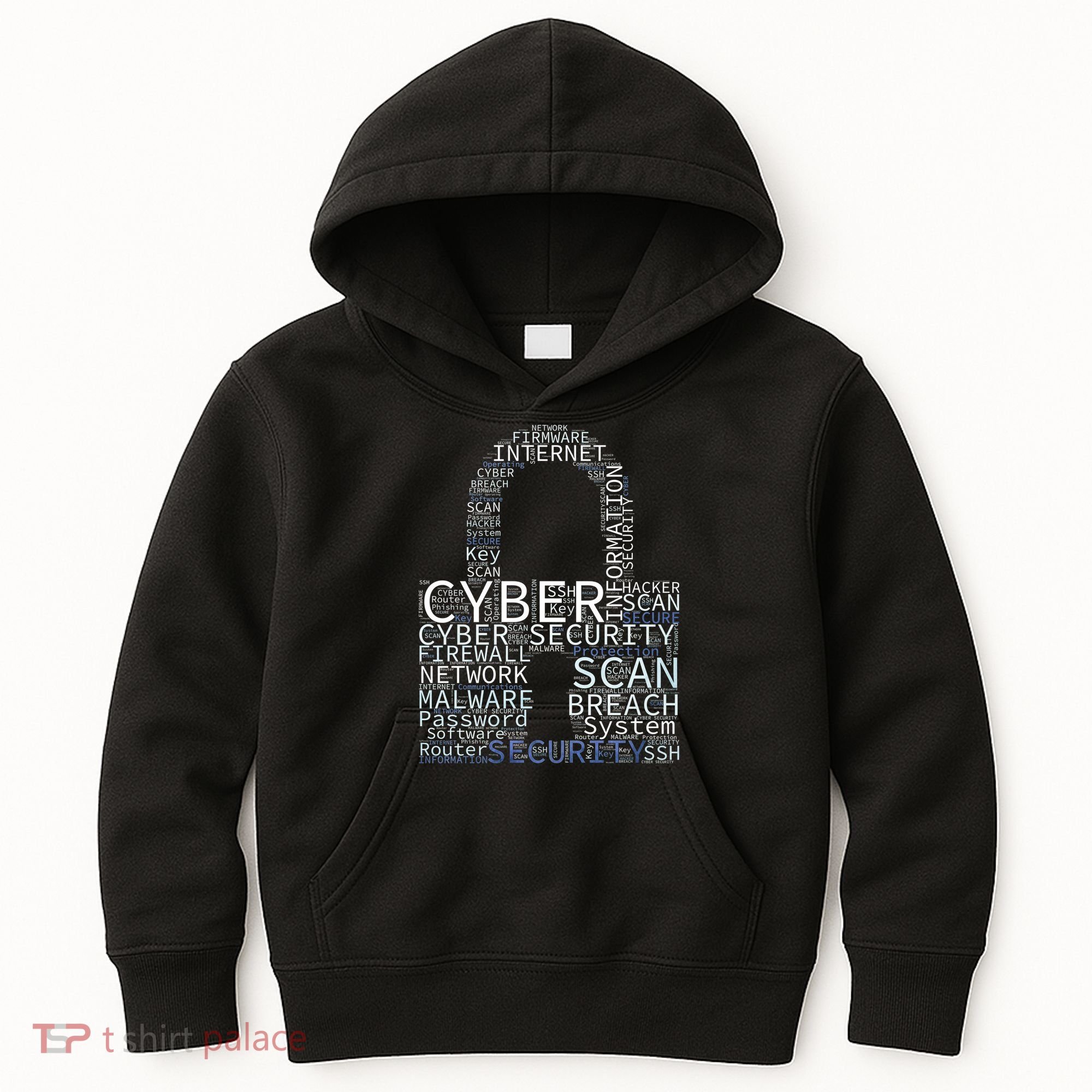 Cyber Security Wordcloud Padlock Kids Hoodie
