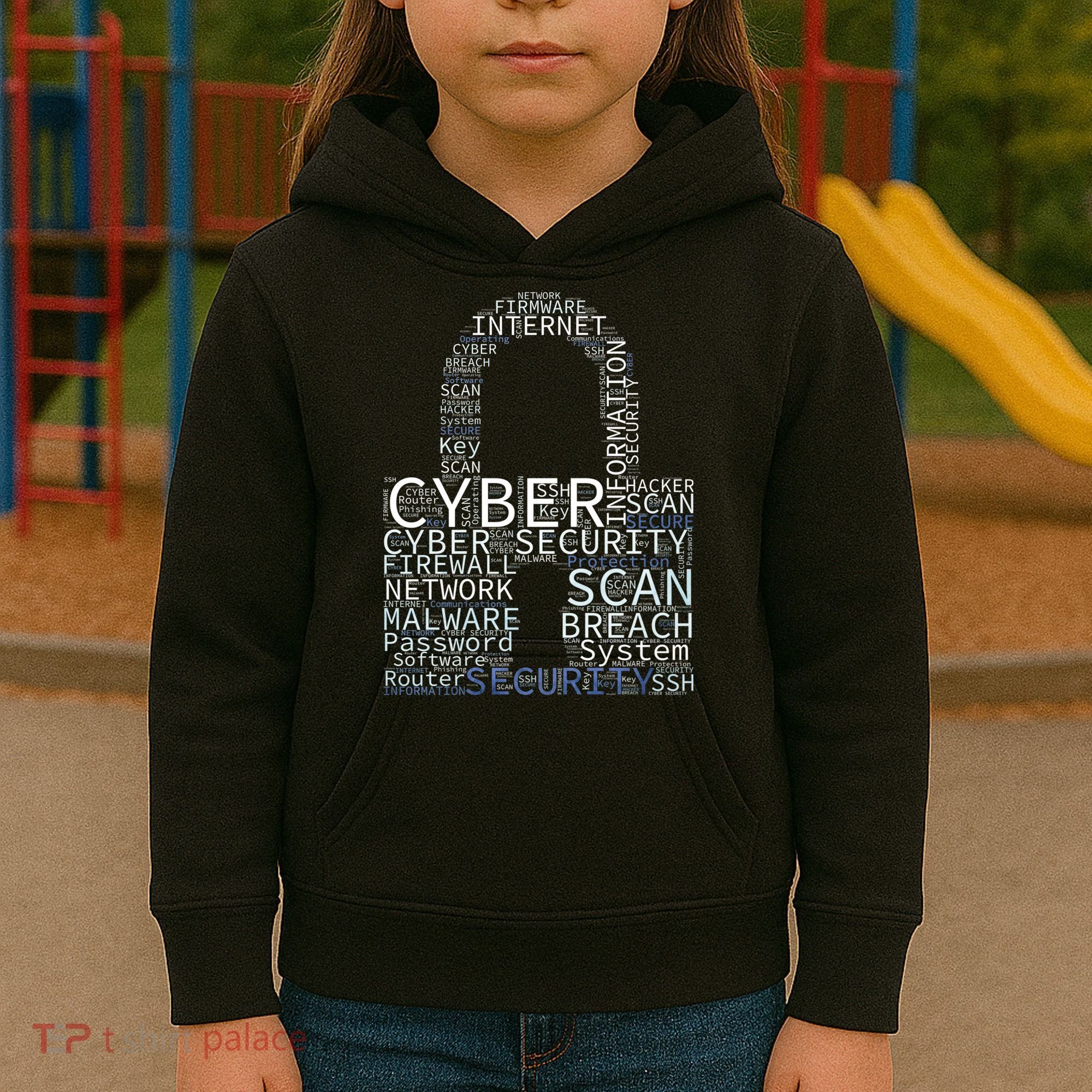 Cyber Security Wordcloud Padlock Kids Hoodie