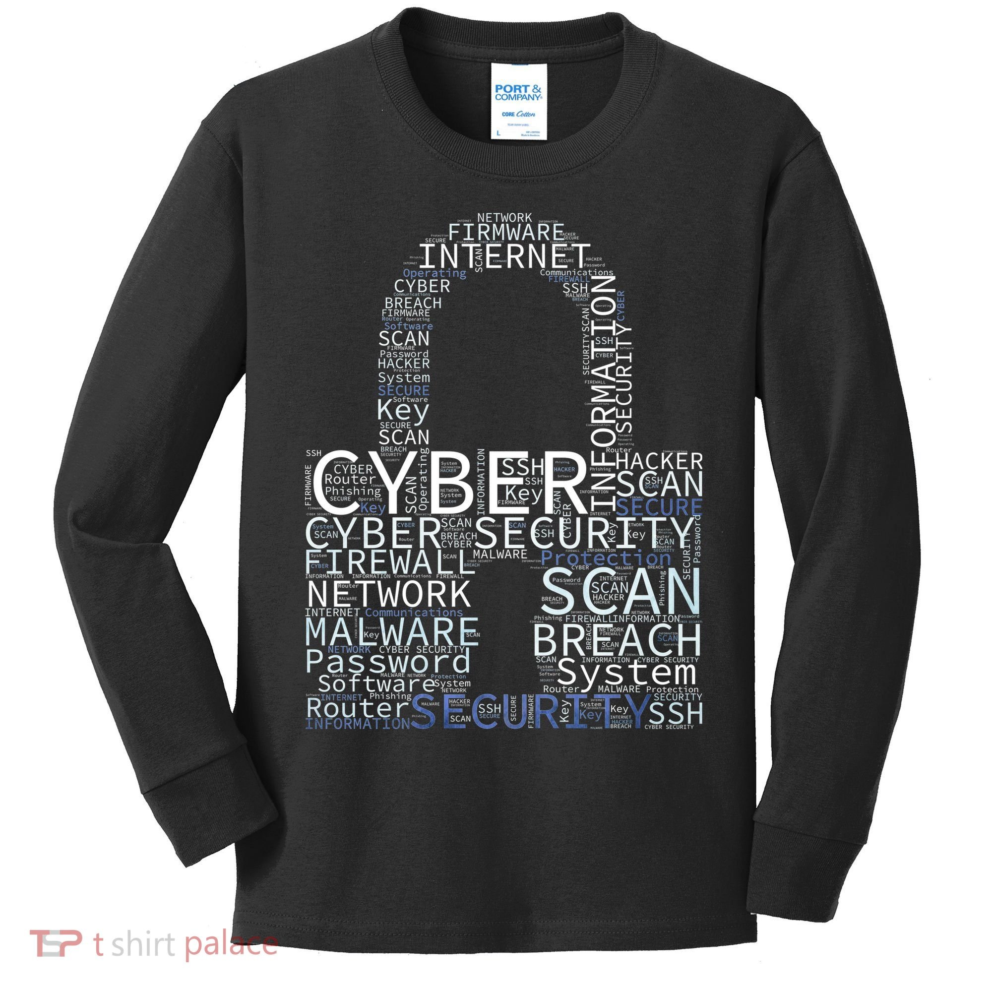 Cyber Security Wordcloud Padlock Kids Long Sleeve Shirt