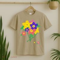 Colorful Spring Wildflowers Bouquet Love Flower Graphic Art T-Shirt thumb 2