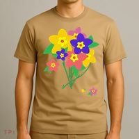 Colorful Spring Wildflowers Bouquet Love Flower Graphic Art T-Shirt thumb 3