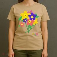 Colorful Spring Wildflowers Bouquet Love Flower Graphic Art T-Shirt thumb 4