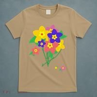 Colorful Spring Wildflowers Bouquet Love Flower Graphic Art T-Shirt thumb 5